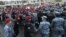 Armenia - Security forces disperse opposition protesters blocking a street in Yerevan, May 2, 2022.