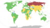 Votul țărilor ONU din 2 martie 2022 împotriva invadării Ucrainei. Cu roșu țările care susțineau Rusia, cu galben, cele care s-au abținut, cu verde cele care au aprobat rezoluția
