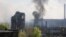 Smoke rises from the Azovstal metallurgical plant in Mariupol on May 4. 