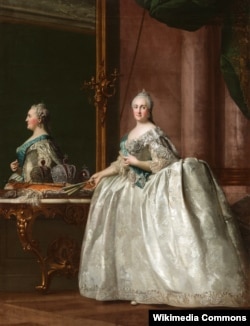 Екатерина II перед зеркалом. Портрет работы Вигилиуса Эриксена. Между 1762 и 1764