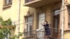 Armenia -- A screenshot of a video that shows the mother of parliament speaker Alen Simonian giving opposition protesters the middle finger, Yerevan, May 6, 2022