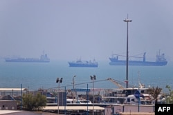 Vessels are seen anchored in Bandar Abbas along the Strait of Hormuz on June 18.