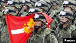 Военнослужащие Сил самообороны Японии на параде