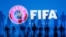 Ілюстрацыйны каляж з лягатыпамі UEFA і FIFA