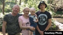 Oleh Konchakovskiy (left), his wife Tetyana, and her son Mykyta Bobrov (right) died in a minibus near Kyiv at the end of February.
