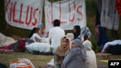 An Afghan refugee protest camp in Islamabad in May 2022