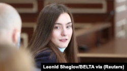Sofia Sapega attends a court hearing in Hrodna in May 2022.