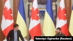 جستن ترودو صدراعظم کانادا و ولادیمیر زلینسکی رئیس جمهور اوکراین در کییف