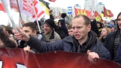 Russian ultranationalists marching in Moscow in November 2019.