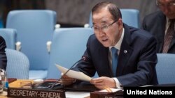 Генералниот секретар на ОН, Бан Ки-мун зборува пред Советот за безбедност на 22 ноември 2016