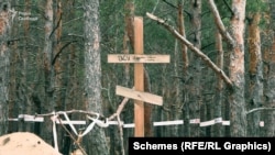 Хрест на місці поховання українських військових