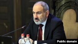 Armenian Prime Minister Nikol Pashinian speaks during a cabinet meeting in Yerevan on December 22. 