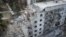 A residential building damaged by a Russian missile strike near the town of Chuhuiv in Ukraine's Kharkiv region on December 2.