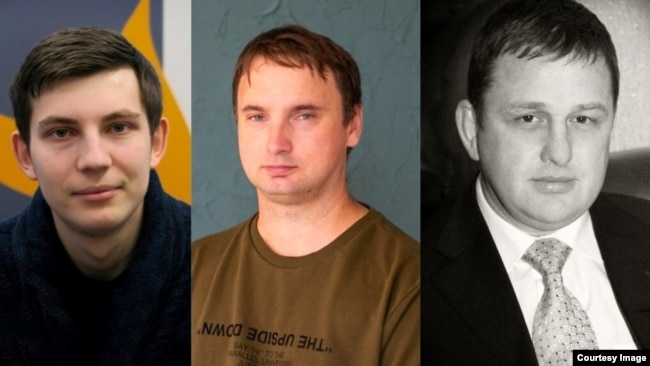 RFE/RL Imprisoned Journalists Ihar Losik, Andrey Kuznechyk, and Vladyslav Yesypenko