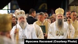 Поглаварите на Македонската православна црква- Охридска архиепископија г.г Стефан и на Српската православна црква г.г Порфириј