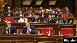 Armenia - Deputies from the opposition Hayastan bloc attend a session of the Armenian parliament in Yerevan, December 2, 2022.