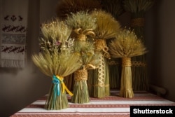 A selection of didukhs, which are a traditional Christmas decoration in Ukraine. (file photo)