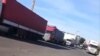 Truck drivers go on strike in Ravand in Kashan on November 28.