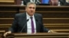 Armenia - Oppositon deputy Artur Khachatrian speaks during a parliament session in Yerevan.