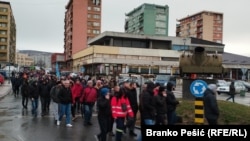 Mine workers protested in Bor on January 12.