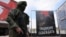 A mobile recruitment office for contract soldiers in Rostov-On-Don, Russia