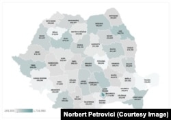 Populația județelor României conform datelor provizorii ale Recensământului 2021, organizat în fapt anul trecut.