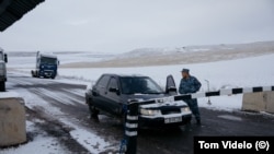 Armenia -- A closed checkpoint on a road leading to Nagorno-Karabakh.