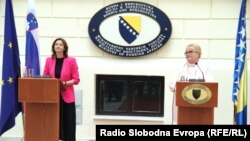 Tanja Fajon, ministrica vanjskih poslova Republike Slovenije, i Bisera Turković, ministrica vanjskih poslova Bosne i Hercegovine, u Sarajevu 13. januara 2023. 