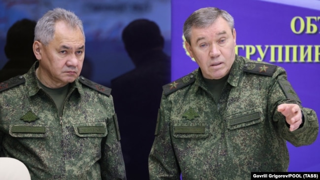 Shoigu and Gerasimov (right) are pictured on December 16, 2022.