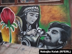 Mural po motivu slike "Kosovka djevojka" Uroša Predića.