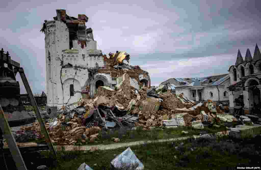 The ruins of the 19th-century monastery at the heart of the St. Heorhiy (George) Skete&nbsp;in Ukraine&#39;s eastern Donetsk region on November 2. The monastery was destroyed during fighting in the spring.&nbsp;