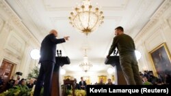 Američki predsjednik Joe Biden i njegov ukrajinski kolega Volodimir Zelenski na pres-konferenciji u Bijeloj kući, Washington, SAD, 21. prosinca 2022.