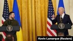 Президент України Володимир Зеленський і президент Сполучених Штатів Джо Байден виступили з пресконференцією у Білому домі після закритої зустрічі