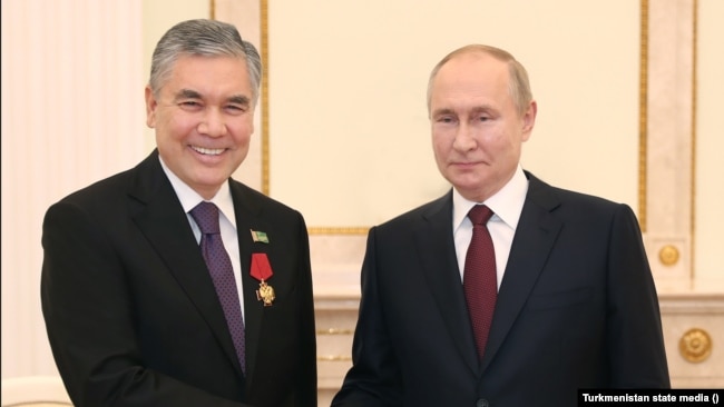 Gurbanguly Berdymukhammedov meets Russian President Vladimir Putin in Moscow last month.