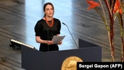 Олександра Матвійчук на церемоніїї вручення Нобелівської премії миру, 2022 рік