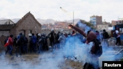 Sukob demonstranata sa bezbednosnim snagama u Peruu na protestima 9. januara 2023. godine. D