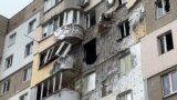 Kherson, Ukraine -- A building in Kherson shelled by Russian forces
