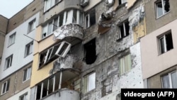 A building in Kherson on December 12 after being shelled by Russian forces.
