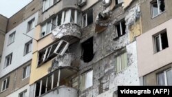 A building in Kherson on December 12 after being shelled by Russian forces.