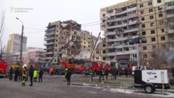 Ukrainian Rescuers Search For Survivors After Russian Missile Attack