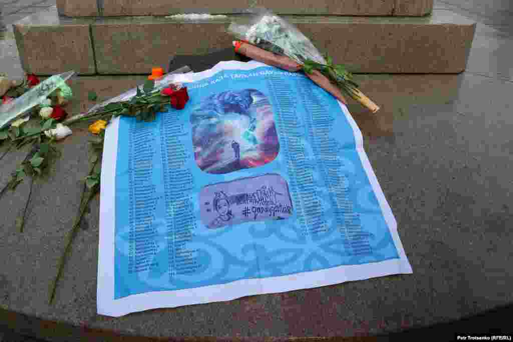 После произнесённых речей активисты возложили к подножию монумента Независимости цветы и список погибших