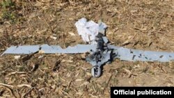 Nagorno Karabakh -- An official photograph that purportedly shows the wreckage of an Azerbaijani military drone shot dow by the Karabakh Armenian army, September 25, 2019.