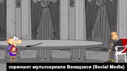 Героїня мультсеріалу Масяня (л) думає, що їй зробити з президентом РФ Володимиром Путіним (п), кадр одного з епізодів