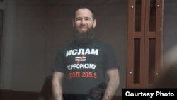 Crimean Tatar activist Emil Ziyadinov in court on April 19.