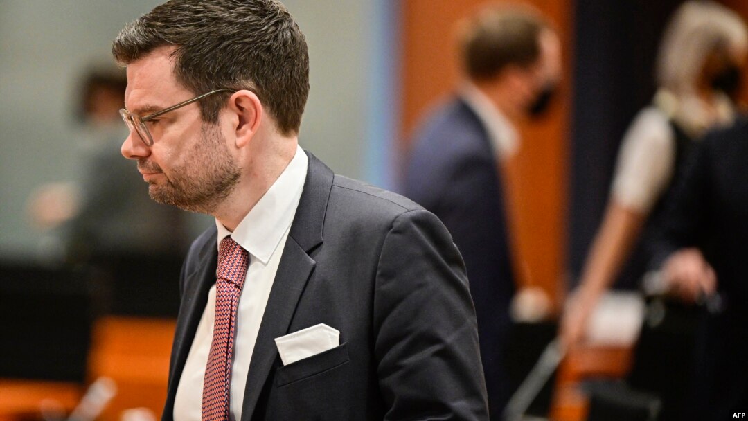 German Justice Minister Marco Buschmann arrives for a weekly meeting of the German cabinet at the chancellery in Berlin on April 13.