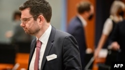 German Justice Minister Marco Buschmann arrives for a weekly meeting of the German cabinet at the chancellery in Berlin on April 13.