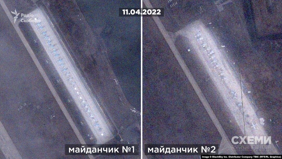 Снимок парковок самолетов аэродрома «Липецк-2» от 11 апреля 2022 года