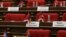 Armenia - Karabakh flags on the empty seats of opposition members of the Armenian parliament, April 12, 2022.