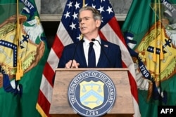 US Treasury Secretary Scott Bessent speaks to reporters in Washington on August 24.