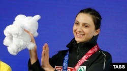 Russian high jumper Maria Lasitskene won the gold for Russia at the 2020 Tokyo Olympics and is a three-time world champion. (file photo)